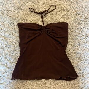 vintage brown halter top/strapless top